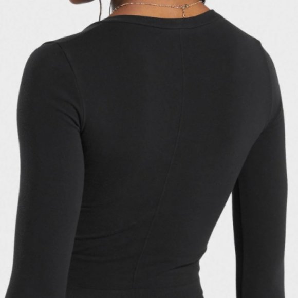 BNWT GYMSHARK COTTON SEAMLESS LONG SLEEVE MIDI TOP BLACK SZ XS 2024 R… - Picture 3 of 7